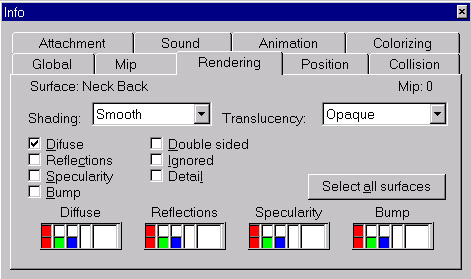 SeriousModelers ToolsInfo Rendering-Tab