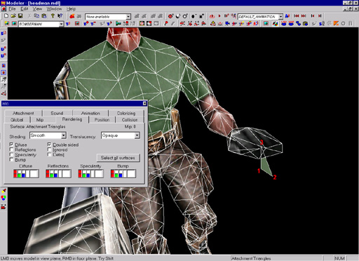 SeriousModeler showing Headman with Attachment-Triangle and Numbers