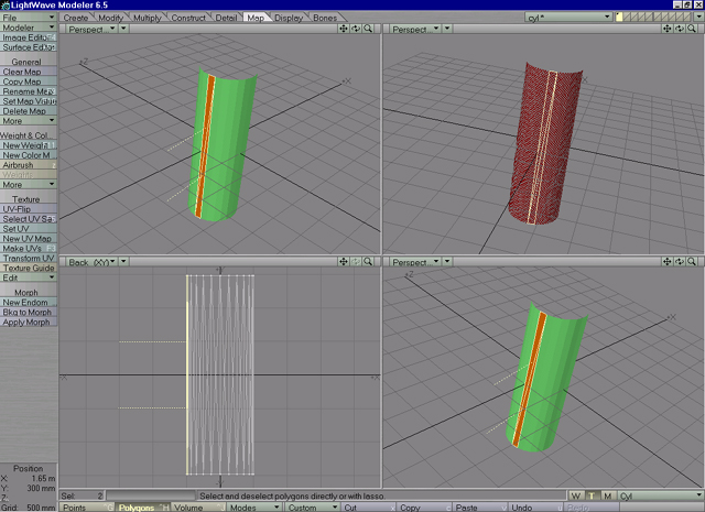 Lightwave Cylindrical-Model UV-Seam selected