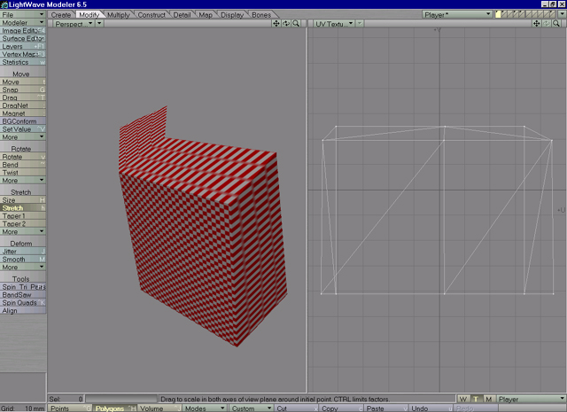 Lightwave Ammobox-Model showing UV-Map is stretched