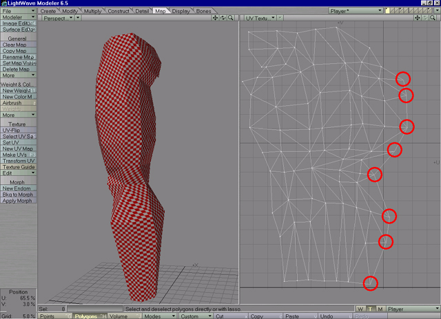 Lightwave Leg-Model creating UV-Map showing