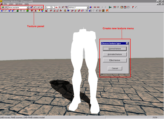 SeriousModeler Texture dialog