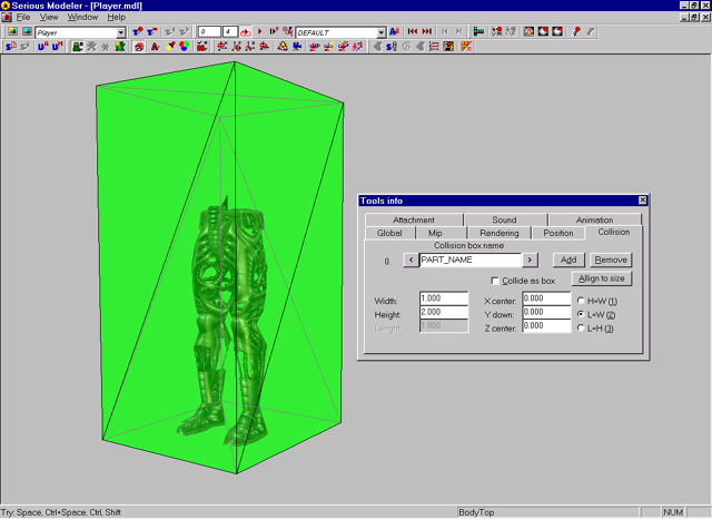 SeriousModeler Leg-Model Collision-Box