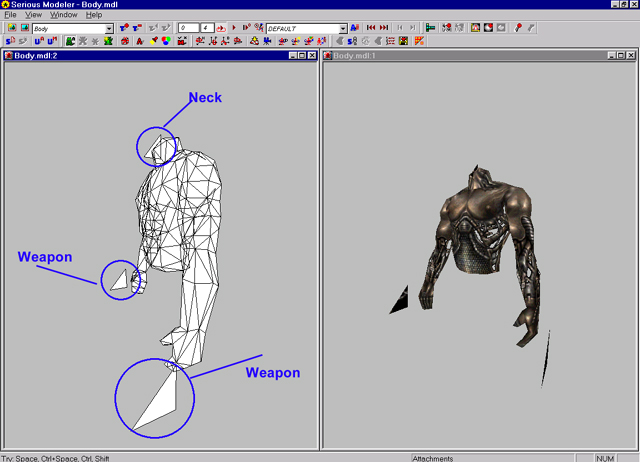 SeriousModeler Body-Part Attachment-Holder for Weapons and Head