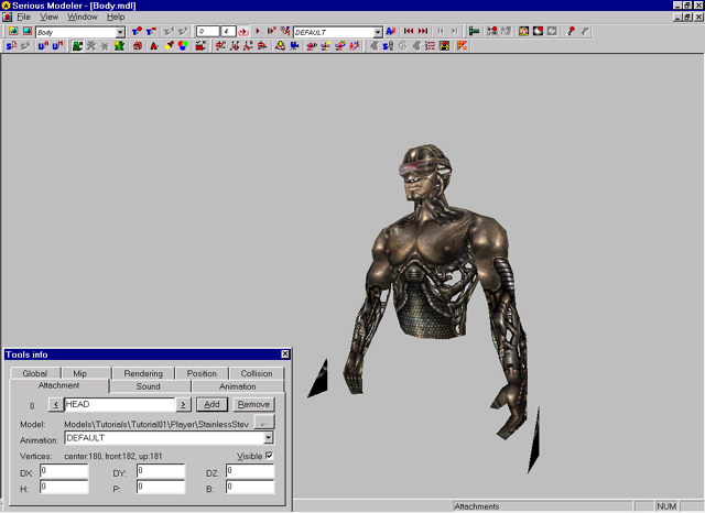 SeriousModeler Head added as Attachment to the Body-Part