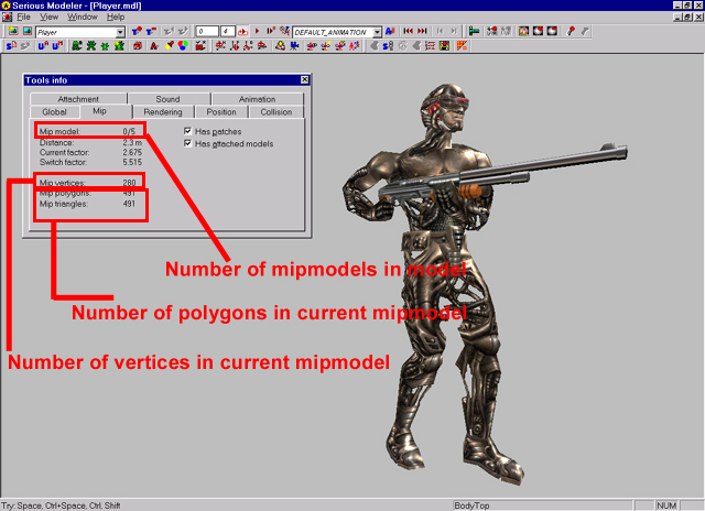 SeriousModeler StainlessSteve-Model describing MipMap statistics