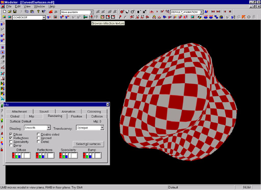 Modeler shows Blob-Model and ToolsInfo with Rendering-Tab