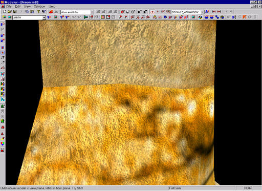 Modeler shows Amon-Model with Detail-Shader enabled